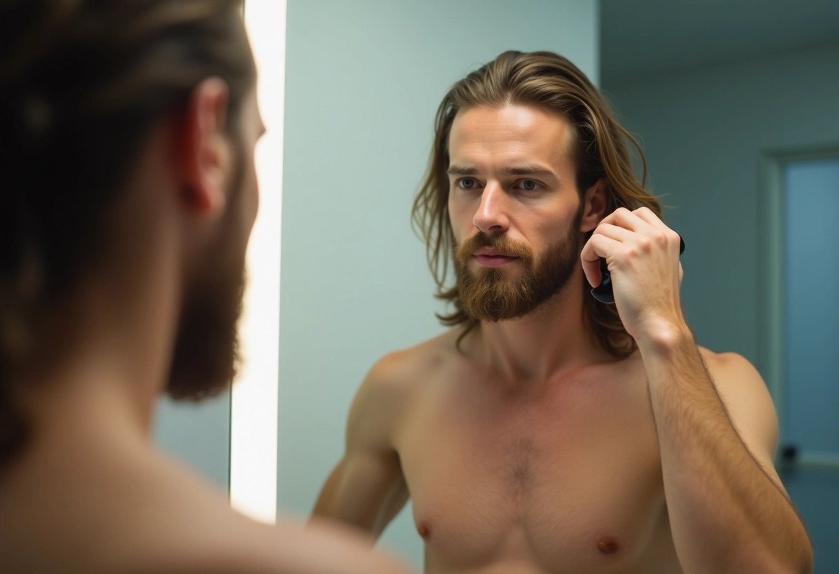 homme cheveux longs